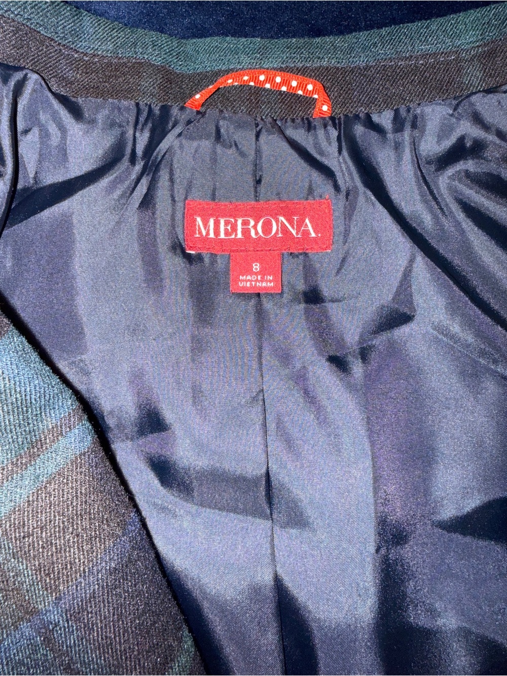 Merona Navy & Green Plaid Blazer
